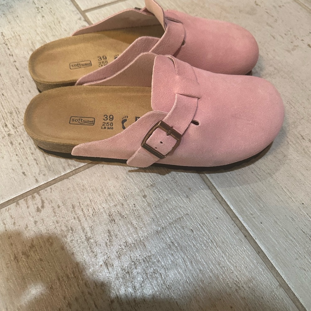 Birkenstock Pink Suede Mules